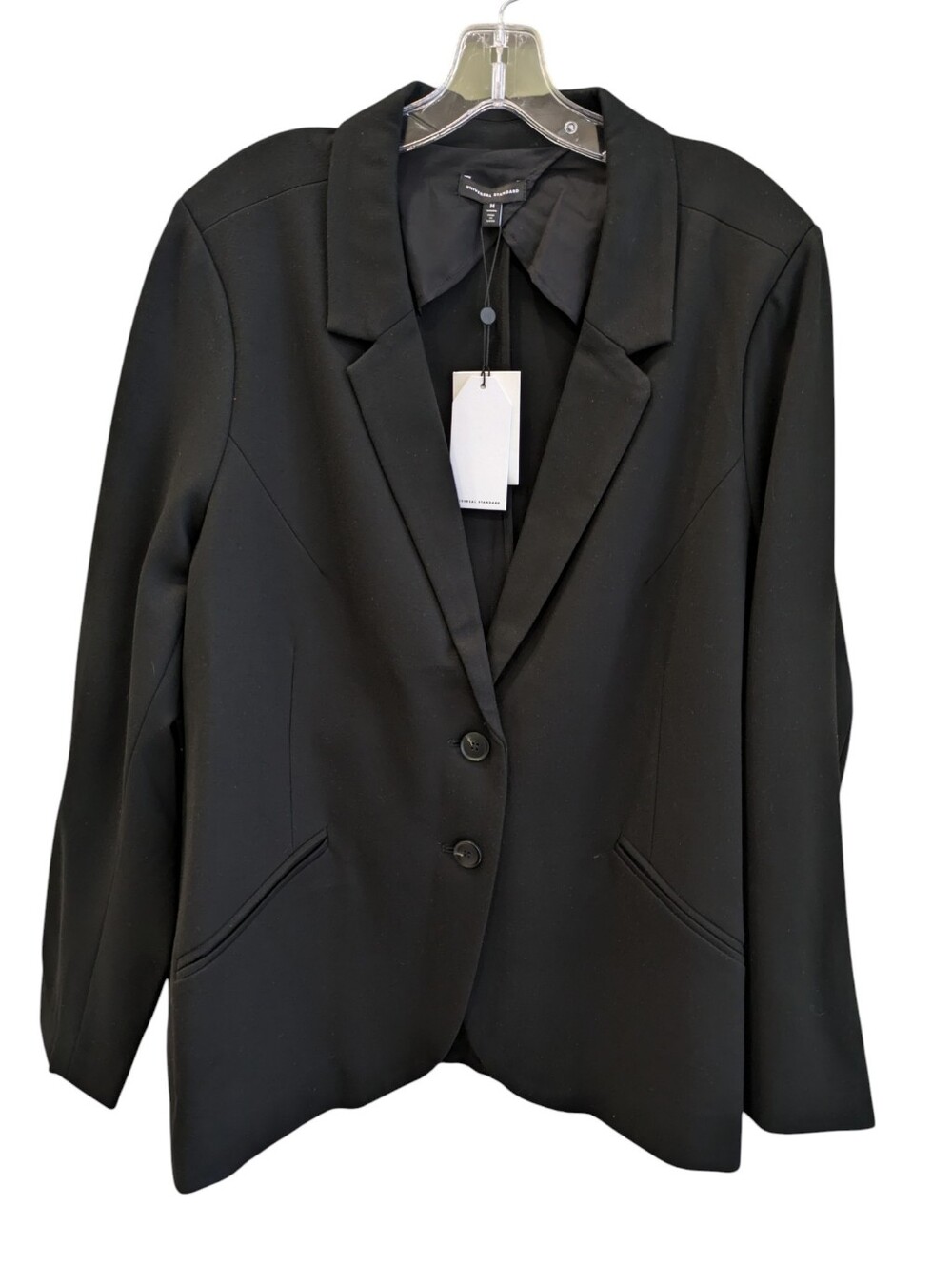 NEW Universal Standard Ponte Knit Blazer Medium 18 20 Black Two Button Career